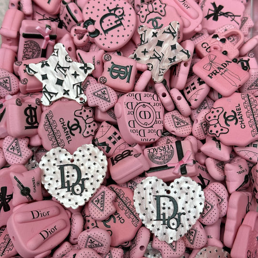 Acrylic beads – Pink Logo Crush for beadable pens, keychains, phone chains