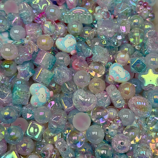 (Last one)Acrylic beads – Pink and Blue for beadable pens, keychains, phone chains