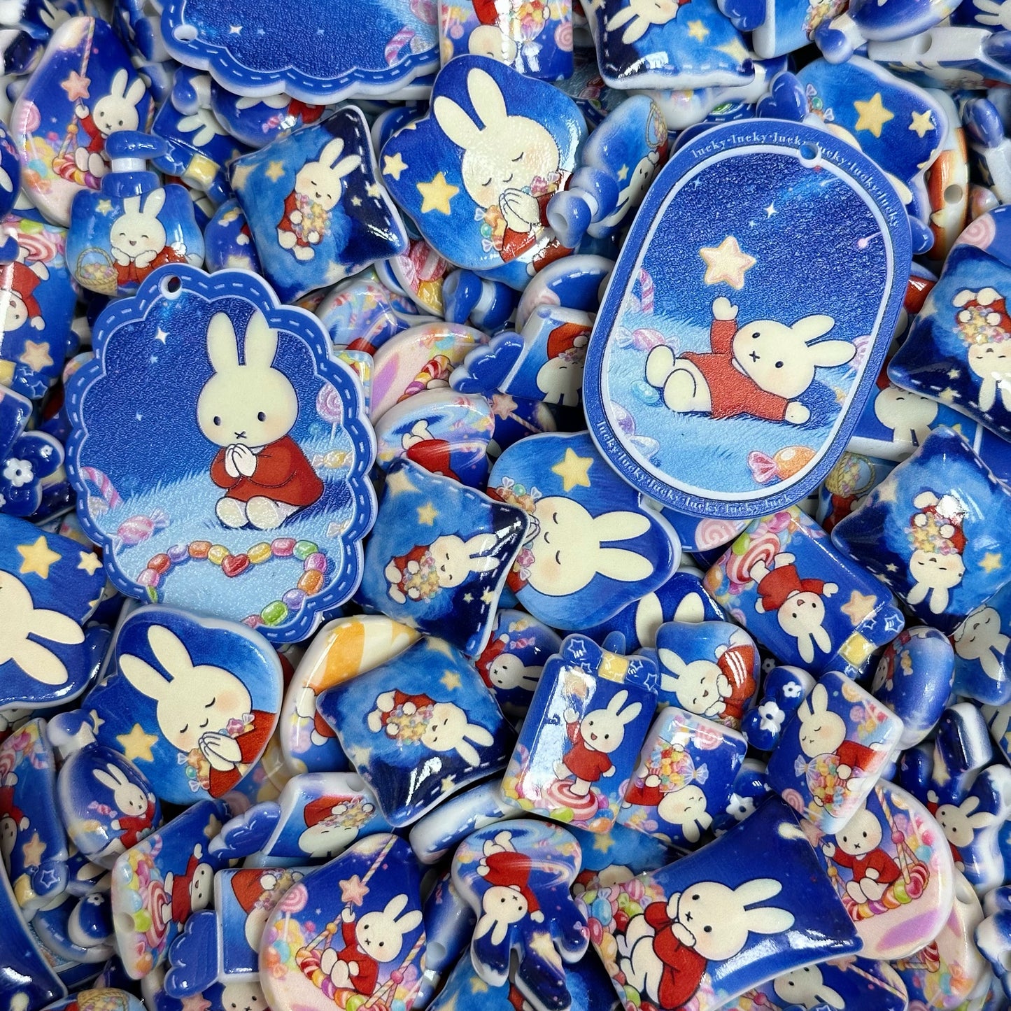 Acrylic beads-Pray Miffy (for phone chains, beadable pens, keychains)