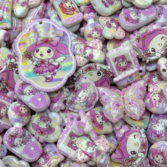 Acrylic beads-Purple Melody(for phone chains, beadable pens, keychains)