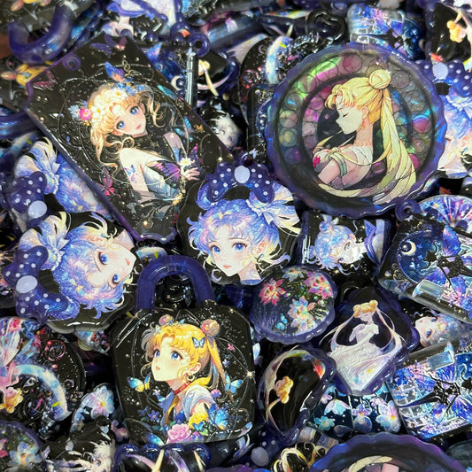(Last One)Acrylic beads –  Purple Sailor Moon for beadable pens, keychains, phone chains