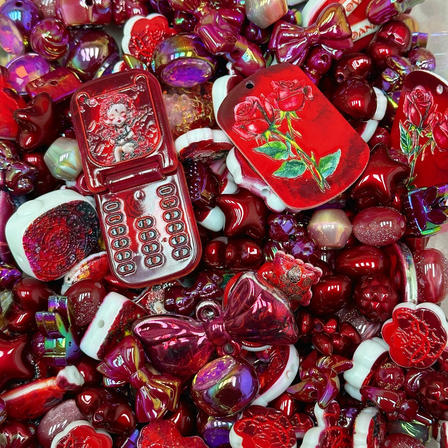 Acrylic beads – Blood Rose Eleganc for beadable pens, keychains, phone chains