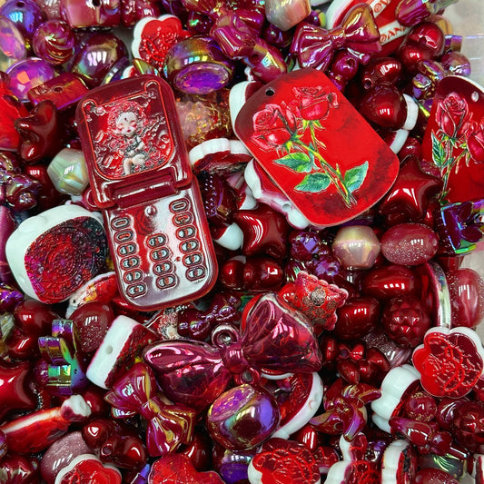 Acrylic beads – Blood Rose Eleganc for beadable pens, keychains, phone chains