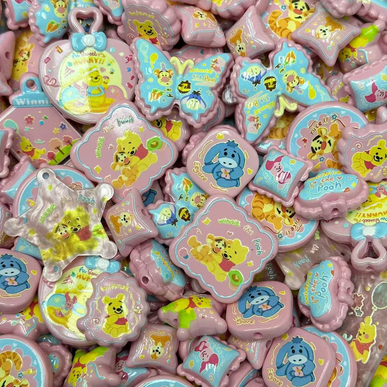 Acrylic beads-Winnie in Pink(for phone chains, beadable pens, keychains)