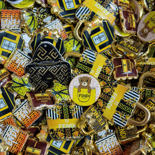 Acrylic beads- Yellow Fendi-Inspired(for phone chains, beadable pens, keychains)